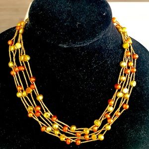 925 triple pearl strand on golden tread